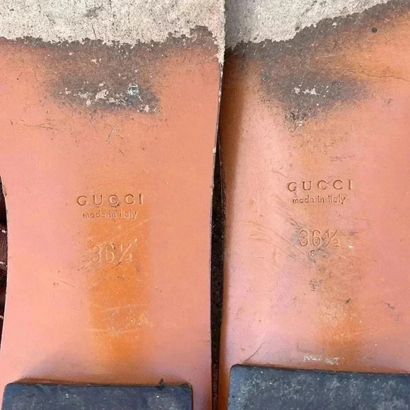 GUCCI Brown Leather Sandals Bamboo Buckle Straps Sz 36.5 - Picture 8 of 11